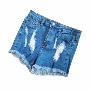 American Bazi High Waist Distressed Jean Shorts